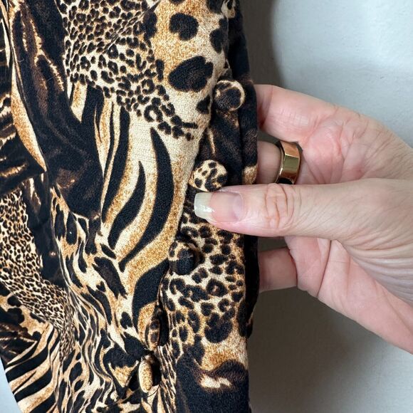 Urban Outfitters leopard Print V Neck Spaghetti Strap Tulip Hem Mini Dress Small - Picture 3 of 13